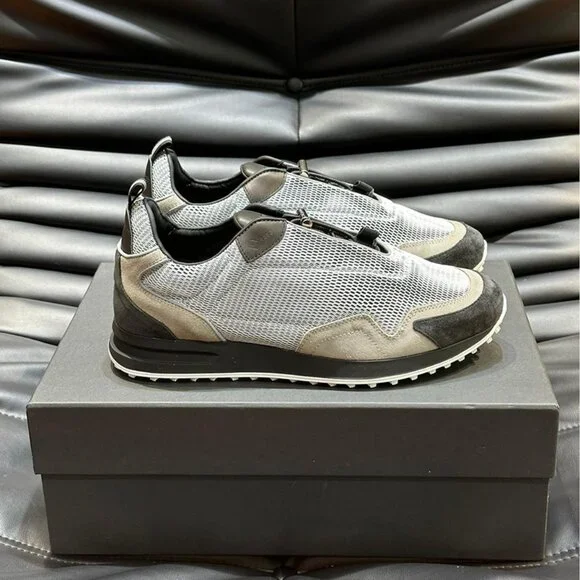 Dunhill Mens Lace-Up Leisure Mesh Sneakers Grey - Picture 4 of 10